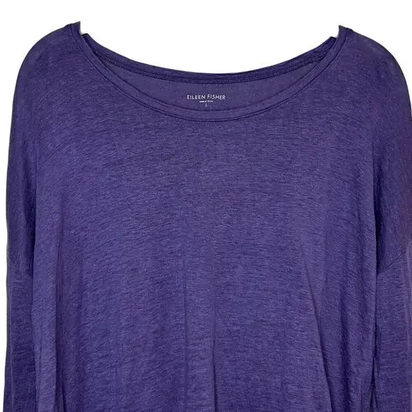 Eileen Fisher Purple 100% Linen Shirt Size S Long Sleeves - Picture 2 of 8